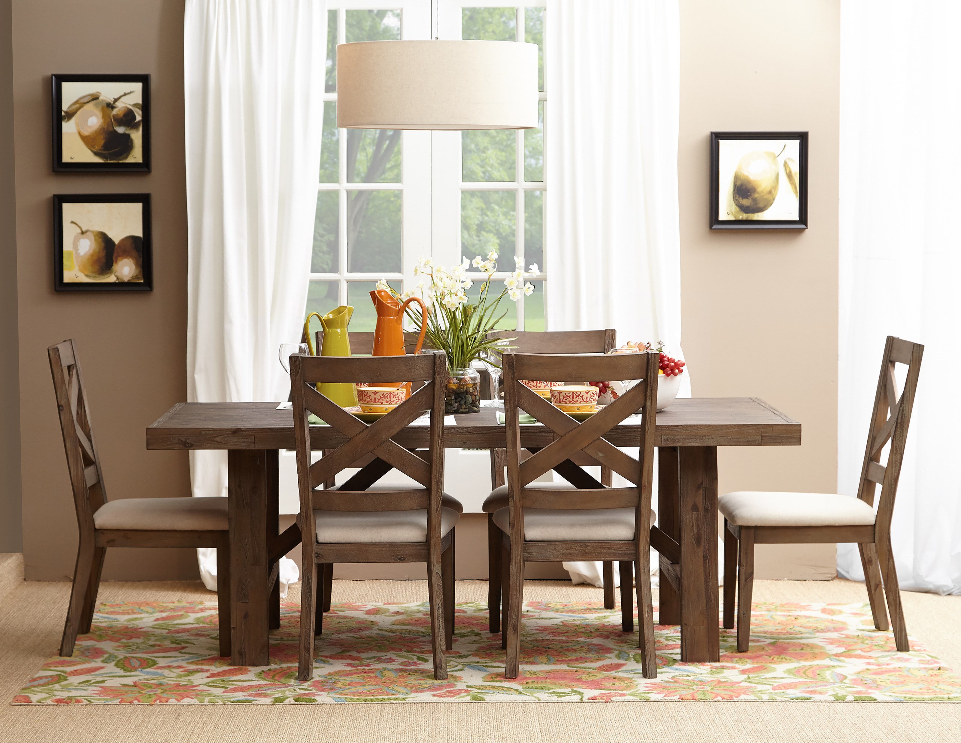 Jofran Hampton Road Trestle Dining Table and Chair Set Sparks